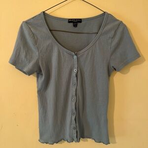Blue Grey Knit Crop Top